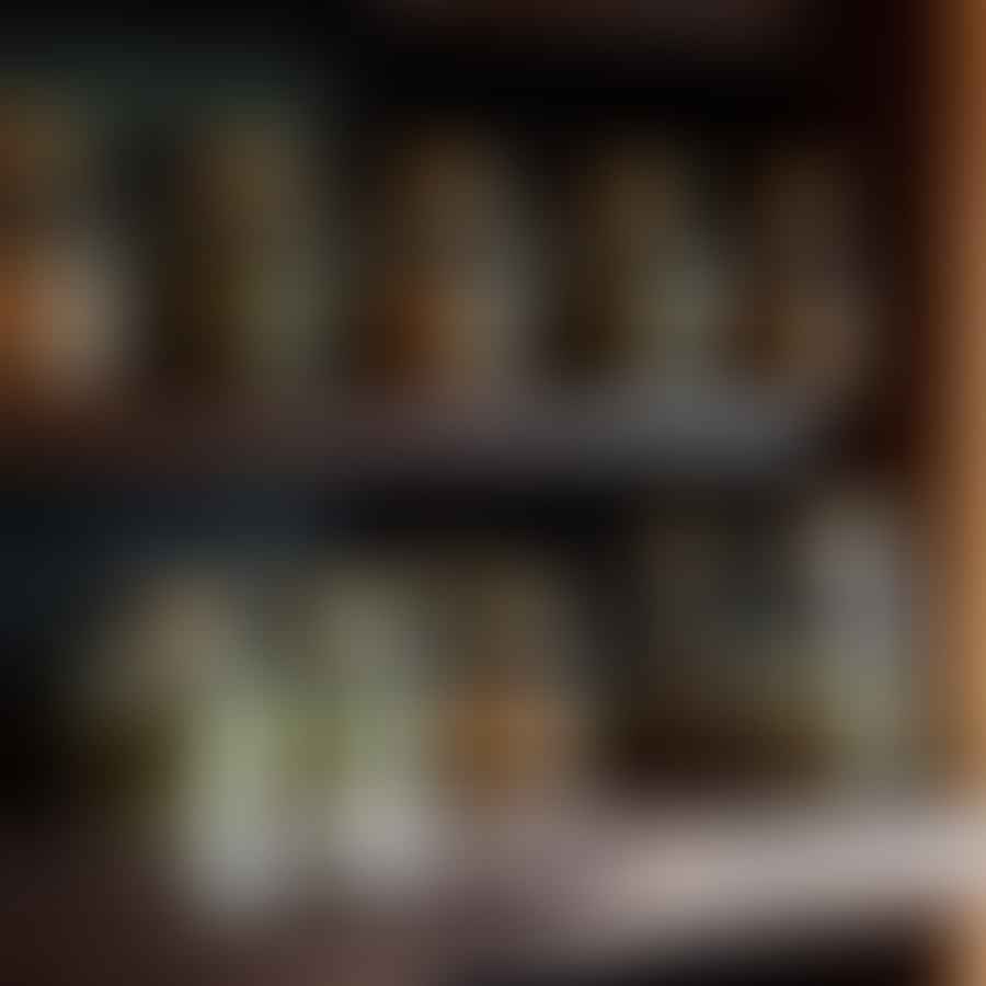 Cannabis storage containers and jars on a shelf